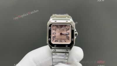 CLF Cartier Santos Purple/Pink/Red Face SS Band Swiss Quartz Movement 27*34.5*7.4mm Watch